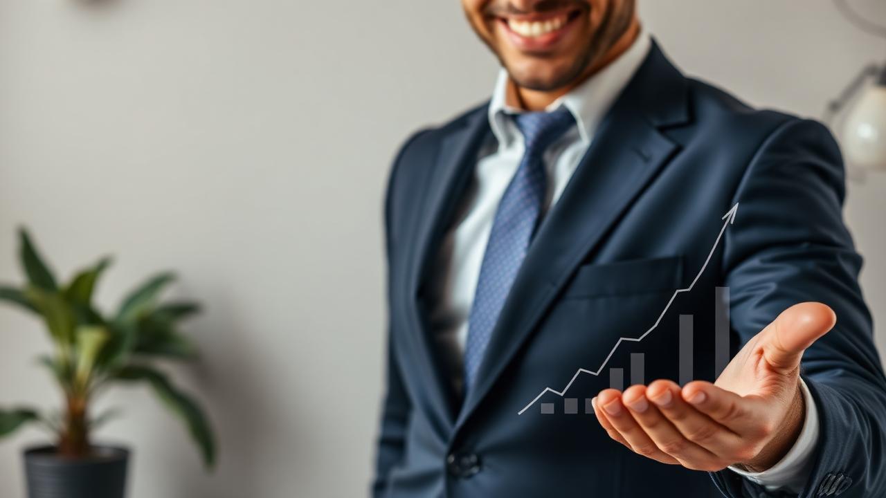 Empresário analisando gráficos de expansão e crédito no computador