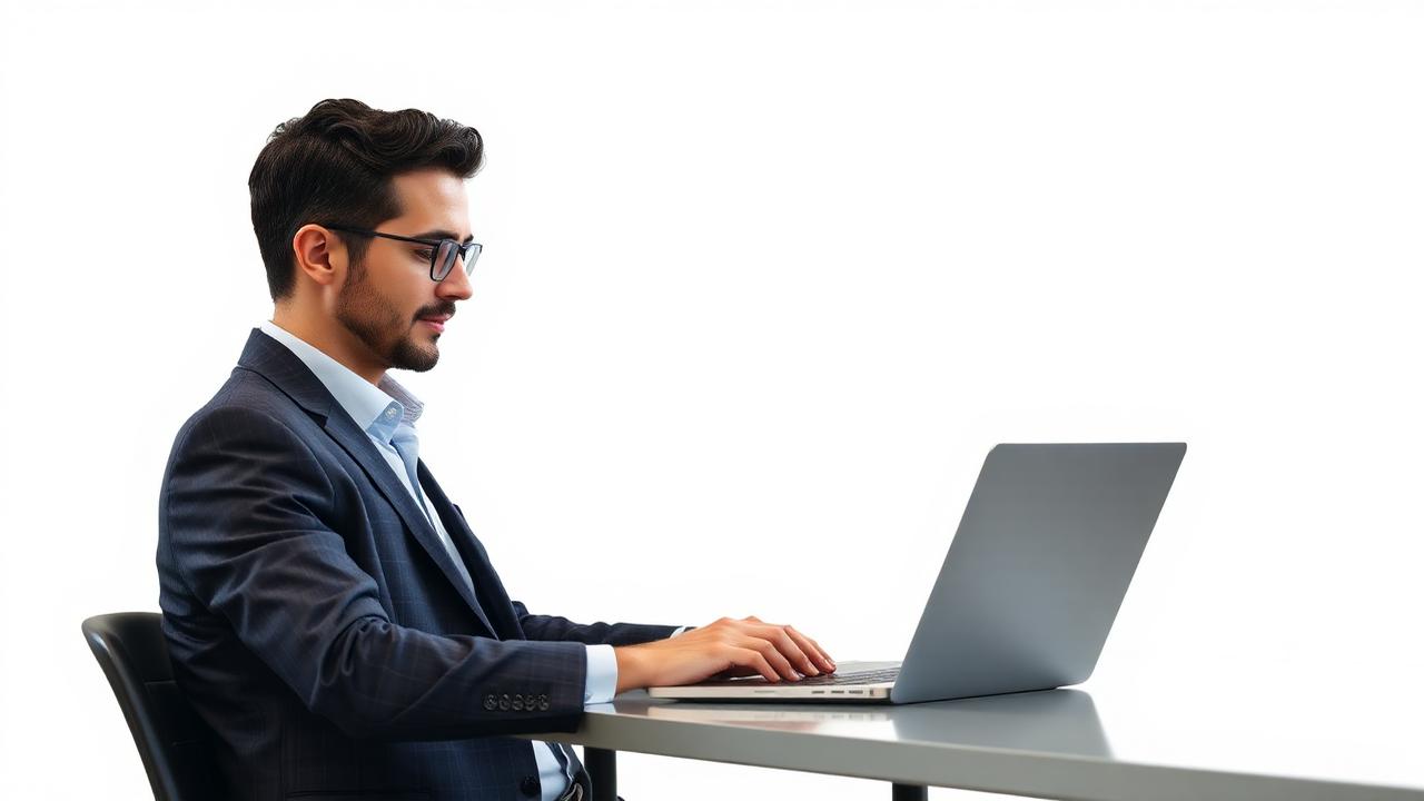 Gestor financeiro analisando gráficos no notebook com integração bancária digital.